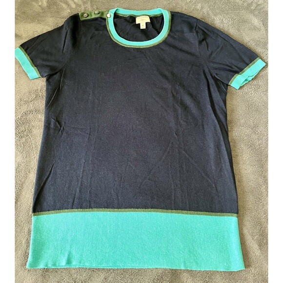 Banana Republic Issa London Short Sleeve Womens Sweater Blue Size M Lightly Worn - Picture 2 of 6